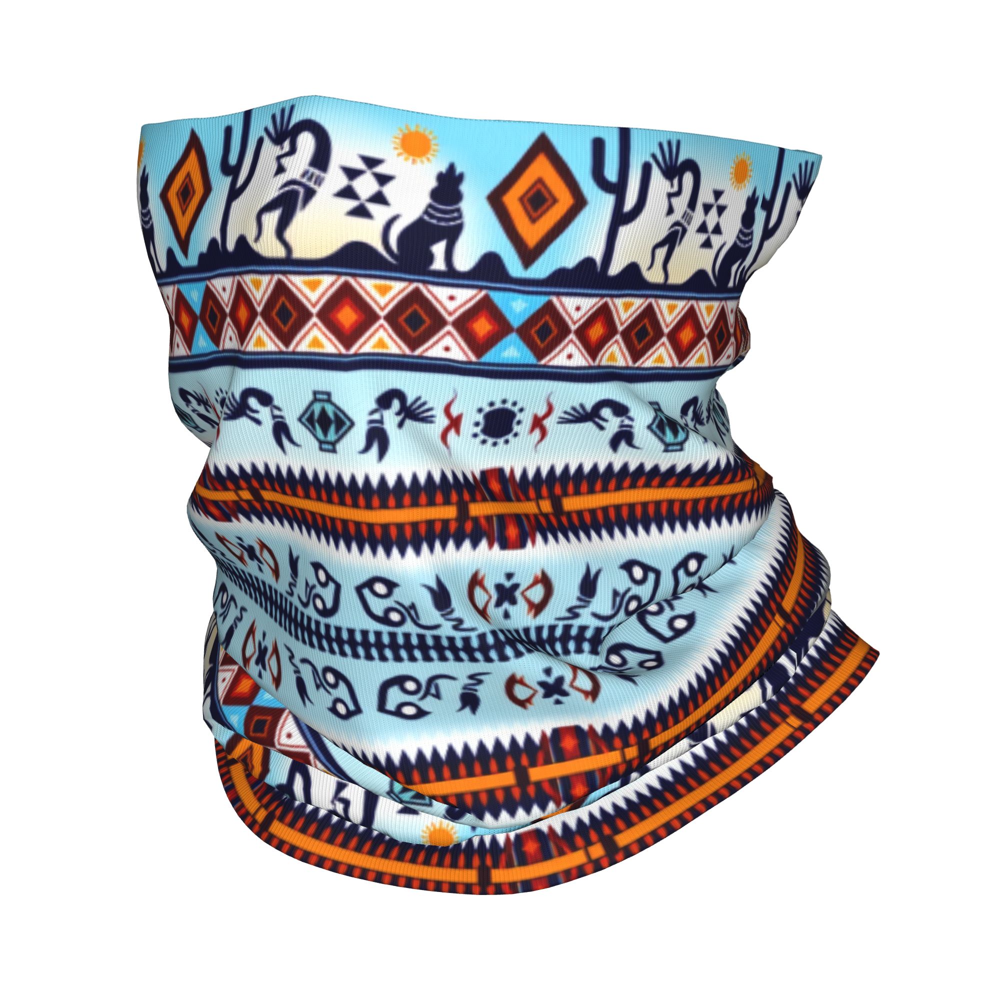 Neck Gaiter Face Cover - Custom Kokopelli Hohokam Treasure Bandana Neck