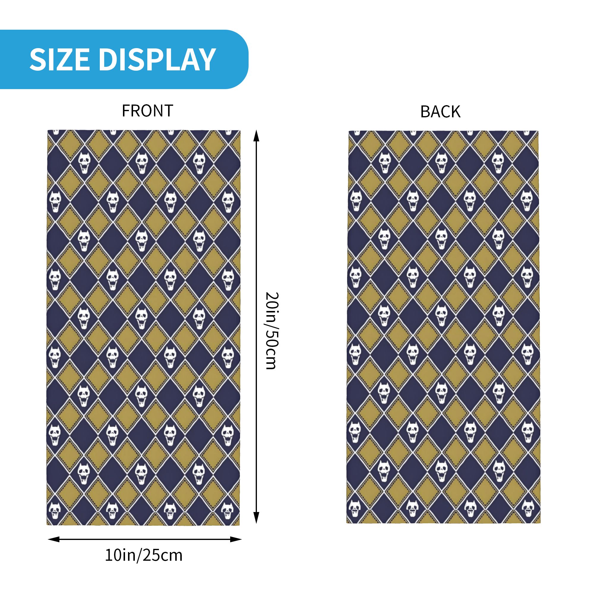 Custom JoJo Gold Blue Bandana  - огляд і ціна Neck Gaiter Face Cover