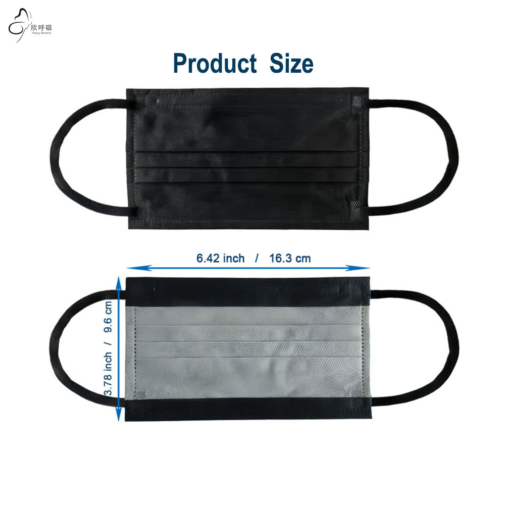 Happy Breathe 3-Layer Disposab - огляд і ціна Black Face Mask Pack