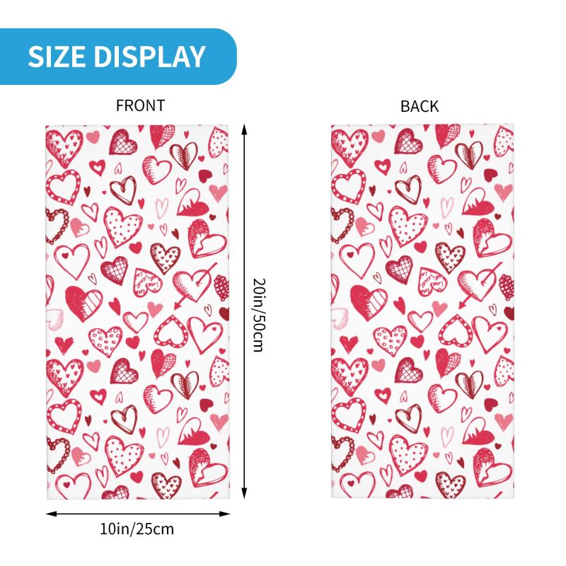 Pink Red Love Hearts Bandana N - огляд і ціна Neck Gaiter Face Cover