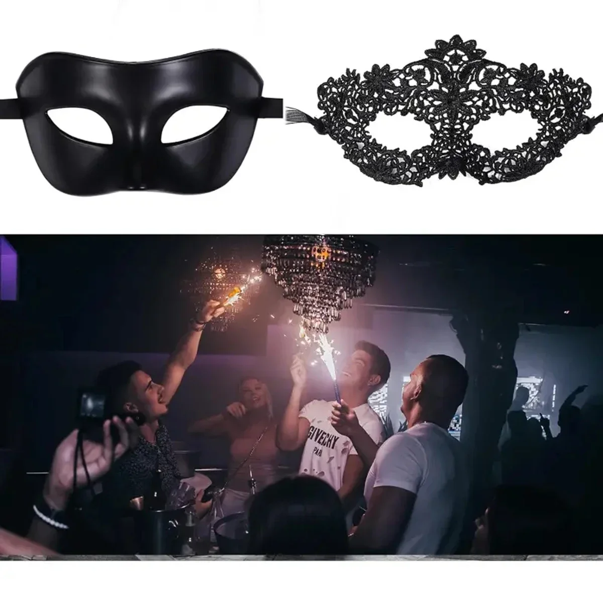 2pcs Elegant Black Lace Masque - огляд і ціна Black Face Mask Pack