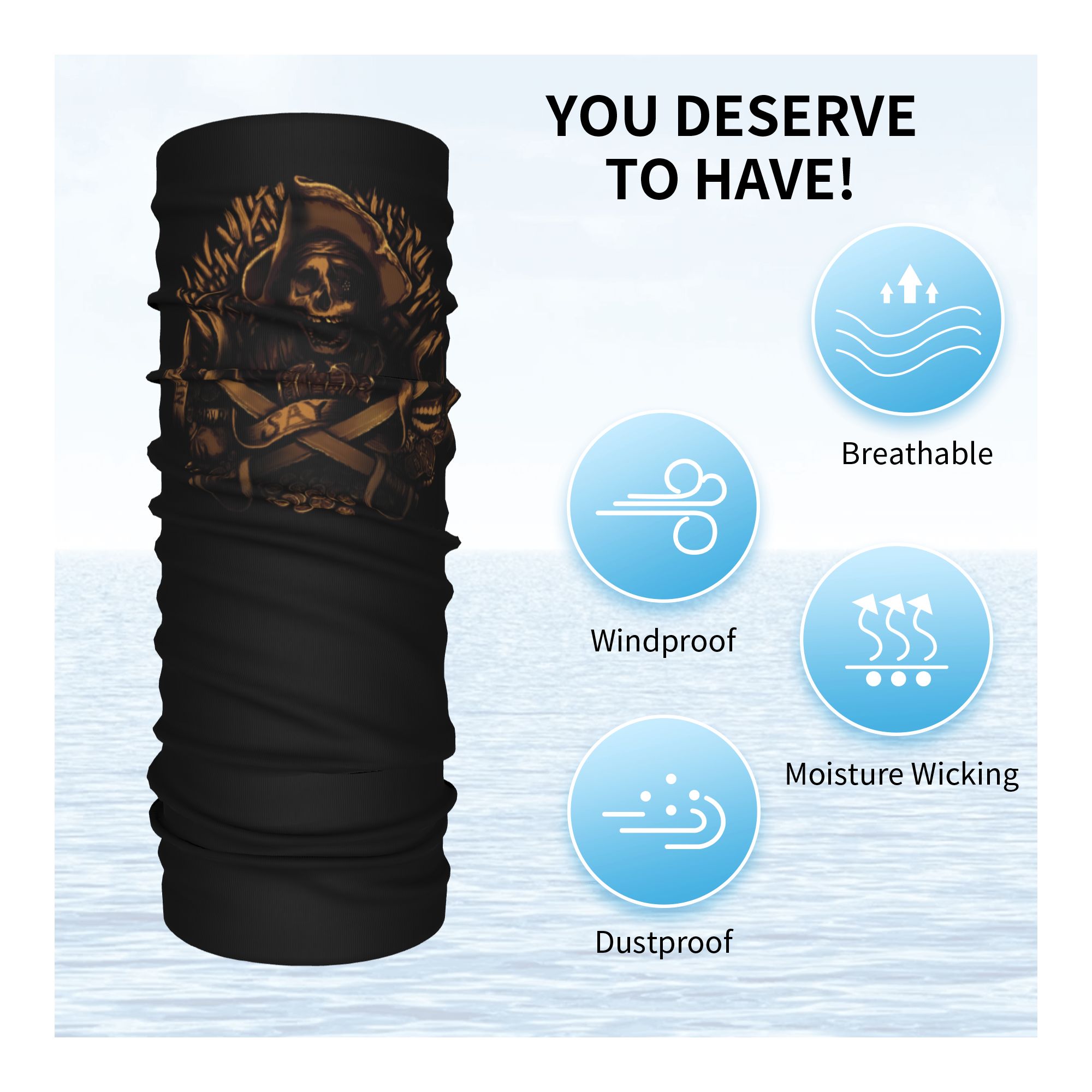 Custom Never Say Die Pirate Sk - огляд і ціна Neck Gaiter Face Cover